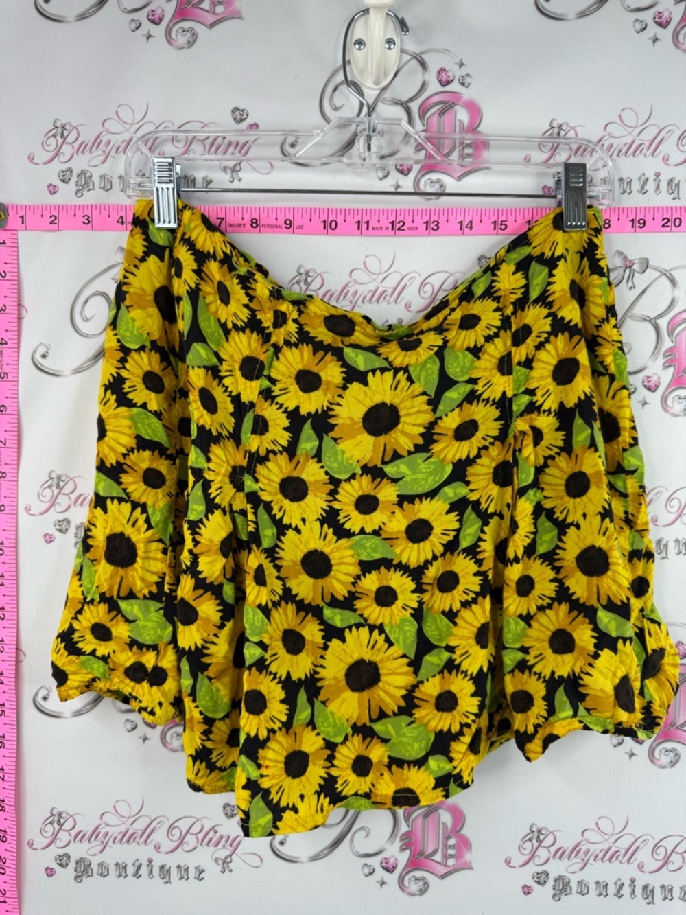 Divided skirt flowers bright Sunflower Print Skirt in Yellow, Green & Black